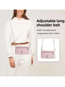 keyunfei Pink Zipper Wallet Phone Case With Magnetic Buckle, Multi-Card Slot, Shoulder Strap, Wrist Strap, Stand Function, Applicable Compatible With Apple 16/Galaxy/Redmi Note13/12C/13C/Poco X3/Honor X8A/X/16E