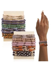 20 件波西米亚风打结发带，女士 5 种款式发带，手镯腕带，适合浓密头发马尾辫，不伤头发，高弹力发绳，休闲、发饰、发圈