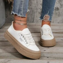 全新女時尚休閒運動鞋厚底防水台增高設計戶外 - 米色 - 查看 3