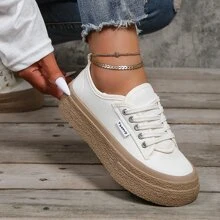 全新女時尚休閒運動鞋厚底防水台增高設計戶外 - 米色 - 查看 4