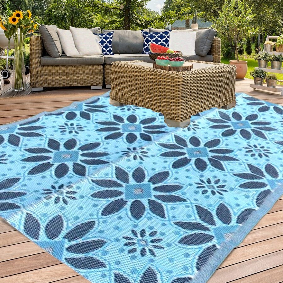 Outdoor Plastic Patio Rugs Clearance Waterproof RV Camper Rug Large ...