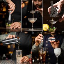 Perjoy Cocktail Shaker Set, 16 Piece Bartender Kit, Cocktail Shaker, Stainless Steel Bar Set Accessories, Coktail Set, Boston Shaker, Drink Mixer Shaker, Bartending Bar Tools with Muddler Spoon Jigger - 銀色 - 查看 2