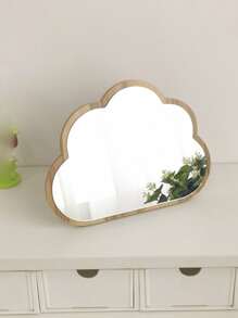 1pc Cloud Wood Mirror Japanese Hf Makeup Mirror, Tabletop Mirror With Handle Best