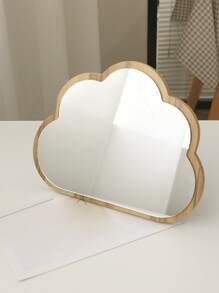 1pc Cloud Wood Mirror Japanese Hf Makeup Mirror, Tabletop Mirror With Handle Best