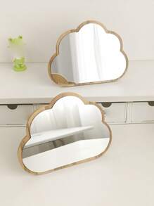 1pc Cloud Wood Mirror Japanese Hf Makeup Mirror, Tabletop Mirror With Handle Best