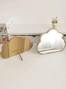1pc Cloud Wood Mirror Japanese Hf Makeup Mirror, Tabletop Mirror With Handle Best