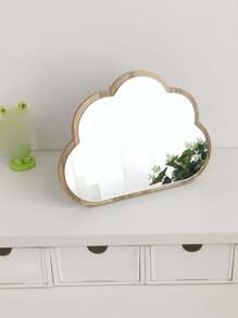 1pc Cloud Wood Mirror Japanese Hf Makeup Mirror, Tabletop Mirror With Handle Best