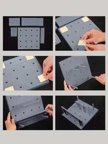 1件套洞板收納客廳廚房臥室分隔掛飾牆架子,廚房浴室家用的無孔牆安排架子