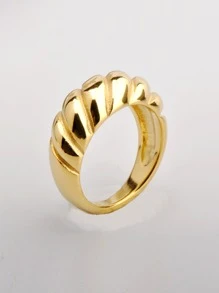 Metallic Textured Ring - chain twist - View 5