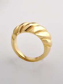 Metallic Textured Ring - chain twist - View 3