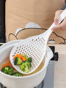 1pc白色大容量勺子耐高温挂饺子漏网不易变形厨房用品 - 白色 - 查看 3