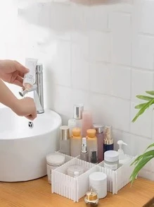 4入组/套可調節線格抽屜,壁櫥分區,組織集裝箱適用於內衣,襪子,腰帶,文具和 - 白色 - 查看 3