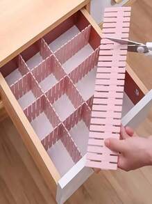 4入组/套可調節線格抽屜,壁櫥分區,組織集裝箱適用於內衣,襪子,腰帶,文具和 - 白色 - 查看 1