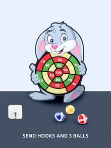 1入組卡通動物主題飛鏢板,隨機配送黏附彩色球,兒童教育互動玩具適用於居家 - 淡紫色 - 查看 3