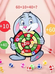 1入組卡通動物主題飛鏢板,隨機配送黏附彩色球,兒童教育互動玩具適用於居家 - 淡紫色 - 查看 5