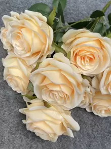 1 Bundle Artificial Roses Flowers 9 Heads Arrangement Silk Bouquet For Home Office Party Wedding Decoration