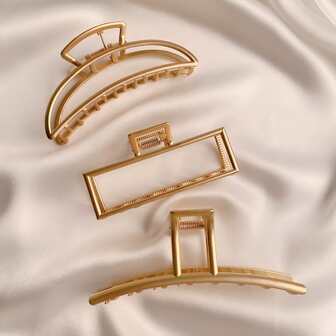 1個女性大號金屬髮卡，女士簡約髮夾，適合日常和街頭造型，合金髮飾配件