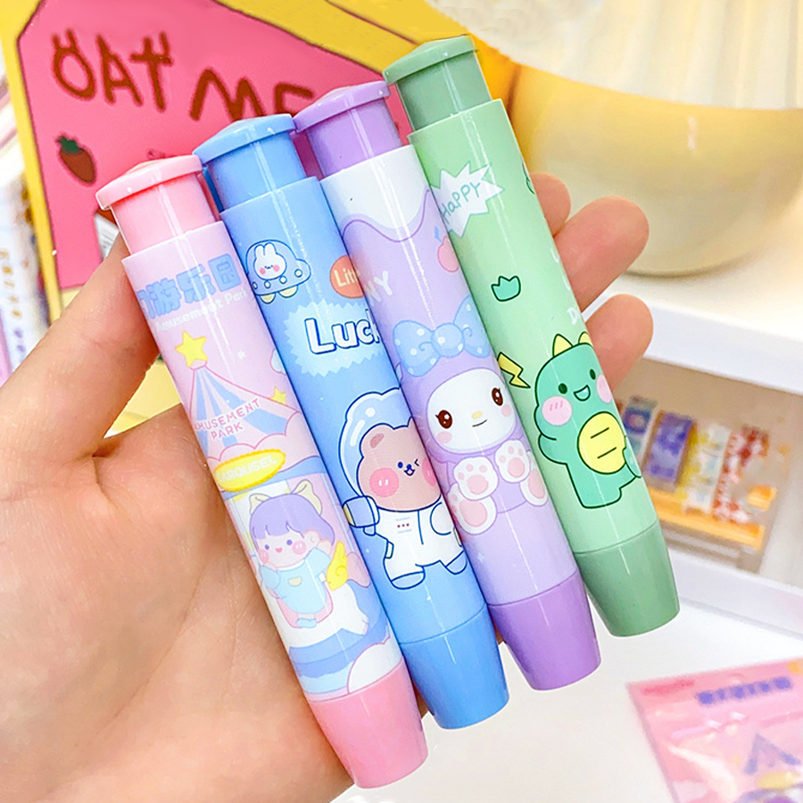 1set Pushable Erasers With Cute Cartoon Character Design SHEIN USA