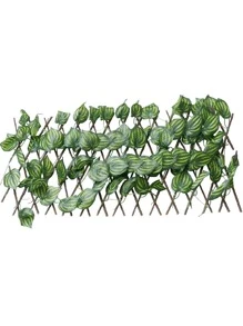 1pc Fence Privacy Screen, Artificial Ivy And Melon Leaf Expandable/stretchable Balcony Outdoor Decorative Fence Panel - Green - View 1