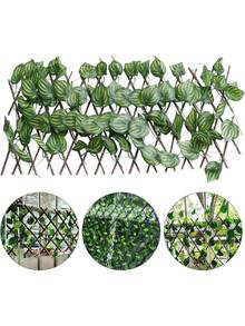 1pc Fence Privacy Screen, Artificial Ivy And Melon Leaf Expandable/stretchable Balcony Outdoor Decorative Fence Panel - Green - View 8