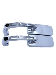 Motorcycle Rectangle Rearview Mirror With Bent Rod And Reflective Surface - Silver - View 1
