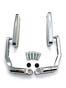 Motorcycle Rectangle Rearview Mirror With Bent Rod And Reflective Surface - Silver - View 2