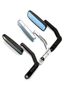 Motorcycle Rectangle Rearview Mirror With Bent Rod And Reflective Surface - Silver - View 4