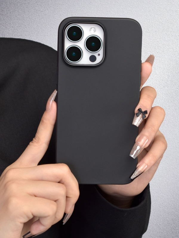 Custodia per telefono in silicone nera, senza molletta, con foro grande, in materiale TPU opaco, custodia per telefono cellulare impermeabile, antiurto, anti-caduta e resistente ai graffi