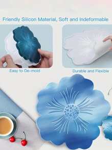 带有樱花托盘设计的硅胶模具，适用于环氧树脂工艺品、杯垫、凝胶垫制作 - 白色 - 查看 4