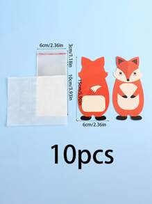 10入組卡通狐狸形狀糖果派對用品包裝袋