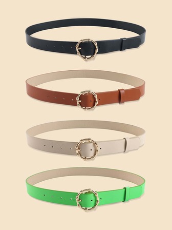 132cm4入組女性大碼皮革皮帶帶圓扣裝飾用品