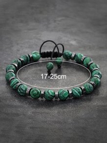 Pulsera verde pavo real con cuenta con piedra con - Verde - Ver 2