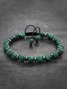 Pulsera verde pavo real con cuenta con piedra con - Verde - Ver 1