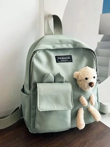 Balo hoạt hình gấu trang trí màu trơn mới cho mục đích sử dụng thường ngày - màu xanh lá - Xem 1