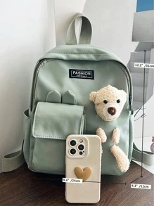 Balo hoạt hình gấu trang trí màu trơn mới cho mục đích sử dụng thường ngày - màu xanh lá - Xem 5