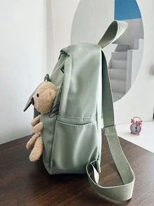 Balo hoạt hình gấu trang trí màu trơn mới cho mục đích sử dụng thường ngày - màu xanh lá - Xem 3