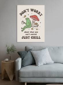 1入組帆布復古可愛青蛙蘑菇海報印刷,掛畫照片帆布繪畫,70年代復古藝術品,適用於兒童和客廳臥室家庭裝飾用品 - 綠色 - 查看 3