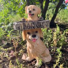 Dog Sculpture, Garden Decor - Yellow - View 7