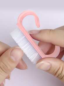12入組小型修甲除塵刷,手柄握把式指甲刷,具有馬卡龍粉刷頭,用於清潔指甲 - 粉色 - 查看 5