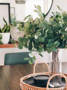 1pc Artificial Plants Eucalyptus Stems Eucalyptus Leaf Spray Faux Eucalyptus Branches Greenery Stems Silk Plastic Plants Floral For Vase Home Party Wedding Decoration, Valentine Day, Gift Gifts Birthday Graduation - Green - View 3