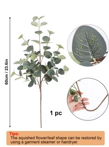 1pc Artificial Plants Eucalyptus Stems Eucalyptus Leaf Spray Faux Eucalyptus Branches Greenery Stems Silk Plastic Plants Floral For Vase Home Party Wedding Decoration, Valentine Day, Gift Gifts Birthday Graduation - Green - View 2