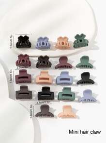 18pcs Solid Matte Hair Claw Flower Claw Plastic Small Claw Clips & Mini Claw Clips For Hair, Mini Hair Clips For Thin Hair, Tiny Jaw Clip For Hair Casual - Multicolor - View 6