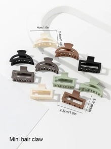 10 piezas de pinzas de pelo mini mate geométricas casuales - Multicolor - Ver 3