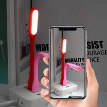 1pc USB LED Light Lamp For Power Bank, Portable USB LED Night Light Lamp With Flexible Arm, Flexible Gooseneck Reading USB LED Light Lamp, Compatible With Laptop, Notebook, Reading Lamp, Eye Care - Red - View 4