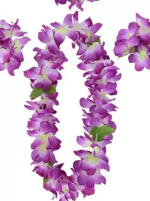 1Pc 3.4ft Hawaiian Tropical Jumbo Multicolored Luau Hibiscus Flower Lei Garland For Hawaiian Party Supplies Decorations Party Birthday,Valentine'S Day,Mother'S Day Gift - 紫色 - 查看 1