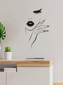 Vinyl Water Spa, Nail Hair Salon Wall Sticker, Fashionable Women Eyelash Art Wall Decor, Removable Home Window Decoration Wall Art