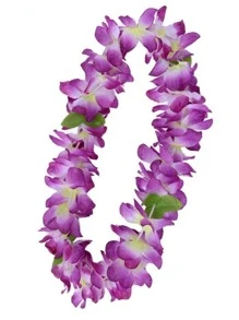 1Pc 3.4ft Hawaiian Tropical Jumbo Multicolored Luau Hibiscus Flower Lei Garland For Hawaiian Party Supplies Decorations Party Birthday,Valentine'S Day,Mother'S Day Gift - 紫色 - 查看 2
