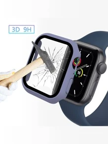 1 carcasa ultra completa para PC + protector de pantalla de vidrio templado, funda protectora rígida a prueba de golpes, compatible con Apple Watch 38/40/42/44/41/45/49 mm (reloj y pulsera no incluidos) - Morado - Ver 1