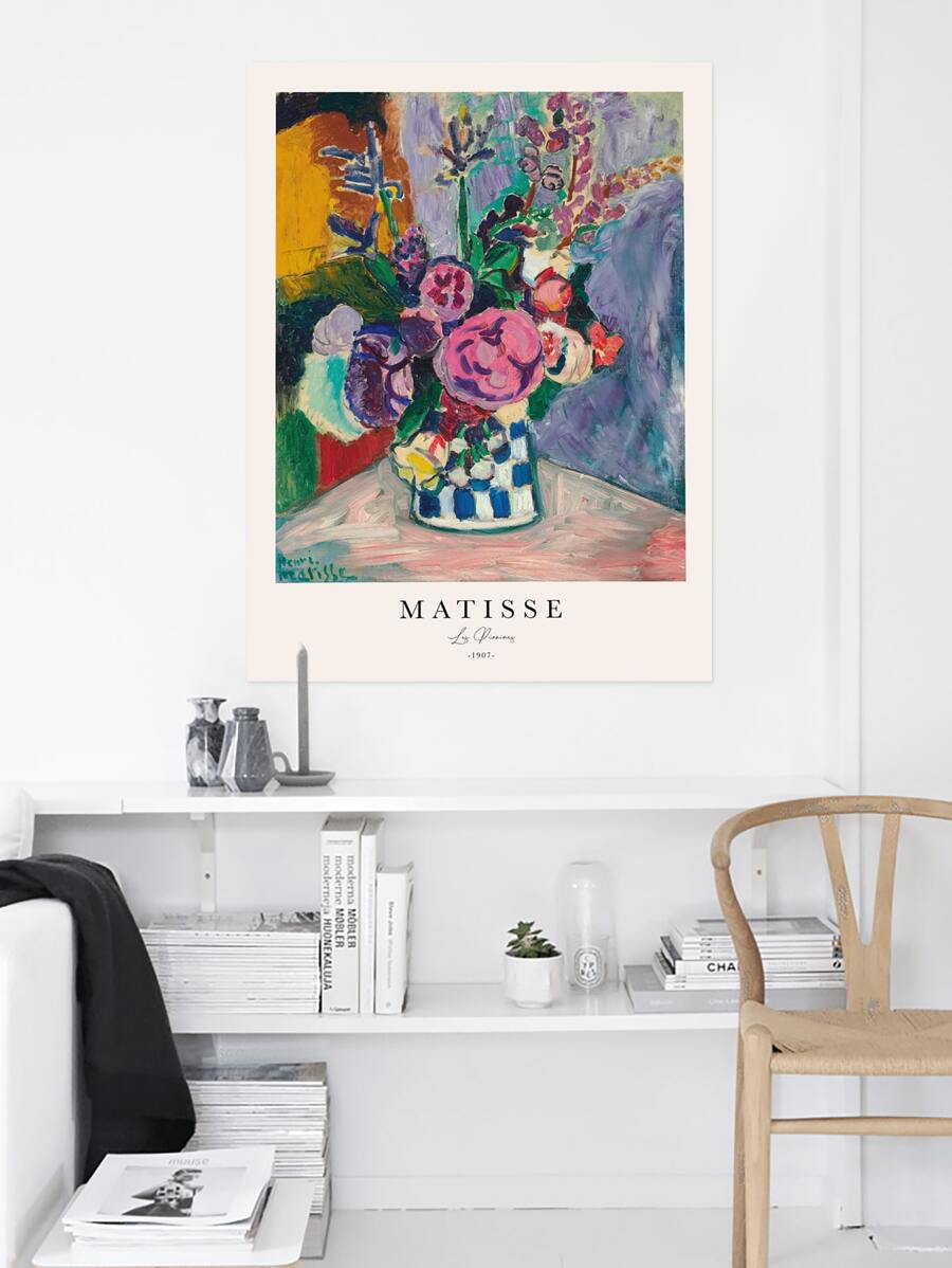 1 件马蒂斯艺术帆布印刷品、马蒂斯海报、马蒂斯墙壁艺术、卧室、客厅、商店装饰、油画帆布印刷品、现代壁画、创意礼物、无框架 - 藍色 - 查看 1