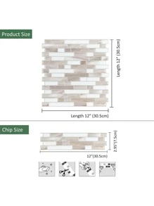 10 sheets thickened design peel and paste kitchen splashback and bathroom self-adhesive tiles - Multicolor - View 3